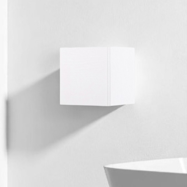 Suspended cube wall unit with door White Ash 30x30 cm