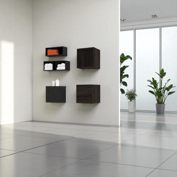 Suspended cube wall unit with Olmo Caffè door 30x30 cm