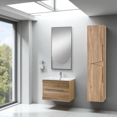 Wende-Badezimmersäule HAITI aus geknoteter Eiche, 160 cm