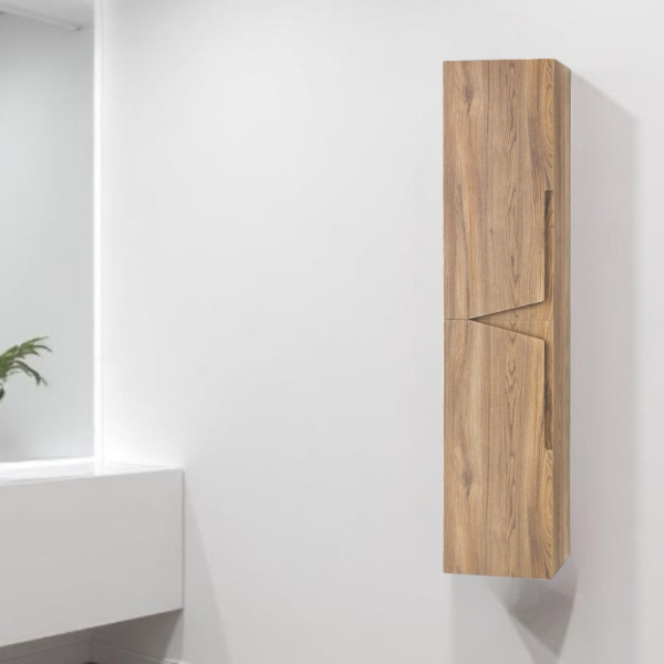 Wende-Badezimmersäule HAITI aus geknoteter Eiche, 160 cm