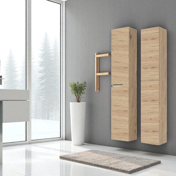 Colonna legno sospesa 2 ante con maniglia a gola H160 GRACE2 Quercia Naturale