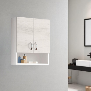 Hängeschrank mit offenem Fach und 2 Türen 59x71 Weißeiche