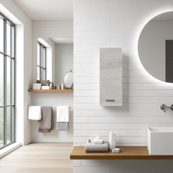 Single wall unit with 25x16xH71 cm door opening to the left WHITE OAK