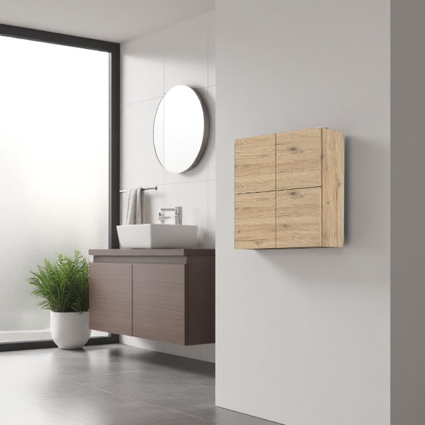 CUBOTTO wall unit with 4 doors with PUSH & PULL opening in natural oak