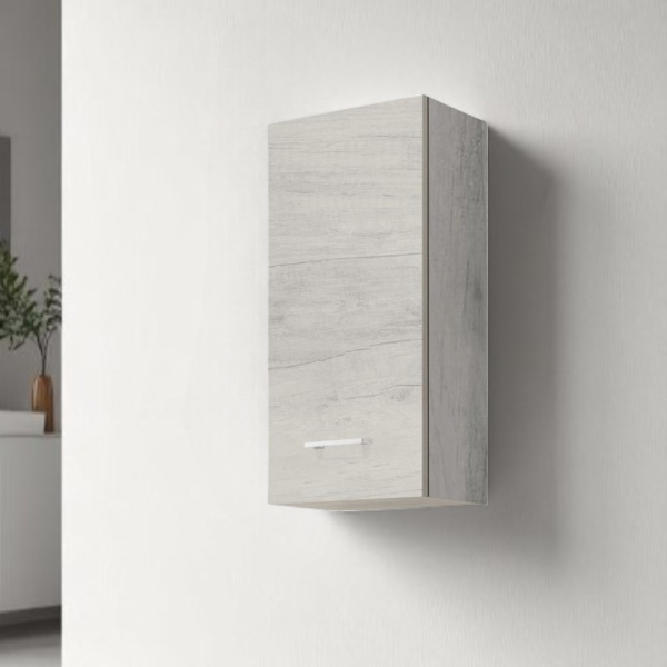Space-saving single wall unit with 1 door H71 GAIA white oak