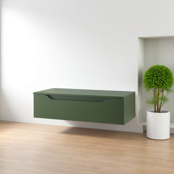 Suspended bathroom drawer 100 cm matt green - GIGLIO