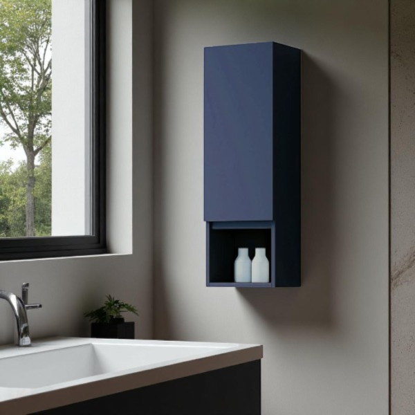 Suspended half-column 1 door and low open compartment H90 Matt Blue