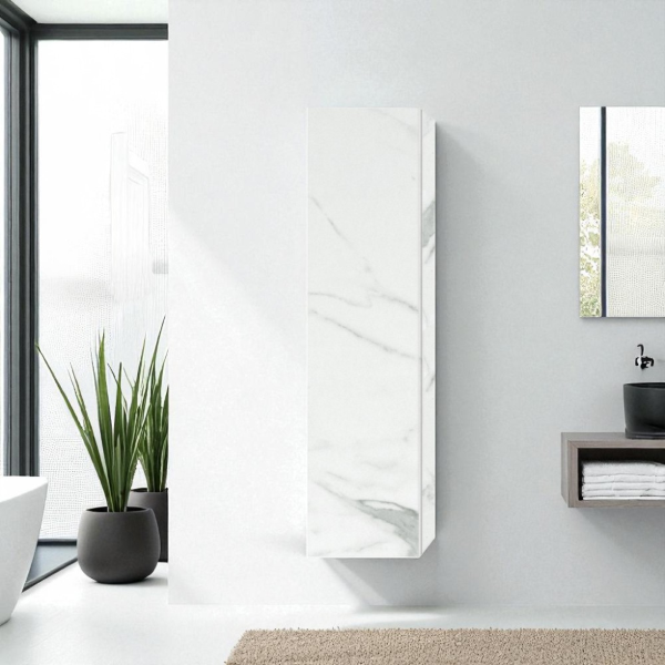 Colonne suspendue H160 avec 1 porte réversible en Marbre Blanc