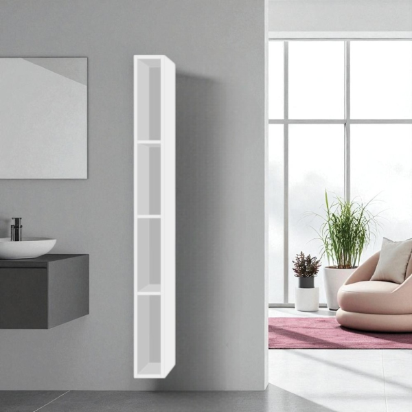 Suspended column H160 with 4 open compartments Glossy White