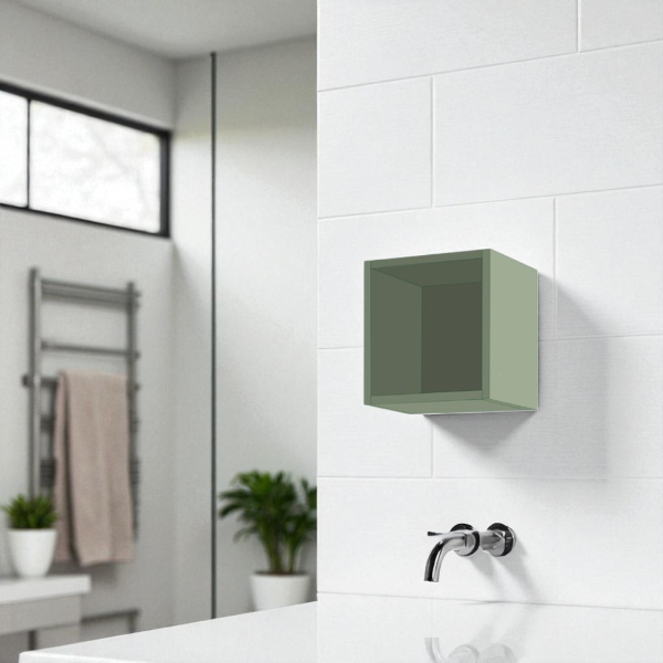 Suspended cube wall unit with open compartment Sage Opaque 30x30 cm