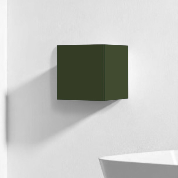 Suspended cube wall unit with door Matt Green 30x30 cm