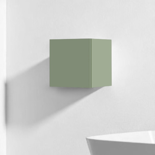 Suspended cube wall unit with door Sage Opaque 30x30 cm