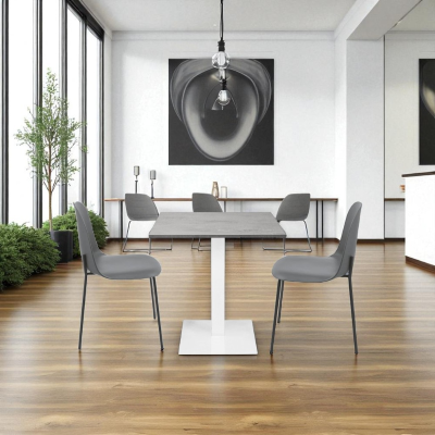 Table bar restaurant 70x70 cm base blanche plateau stratifié effet béton H 75
