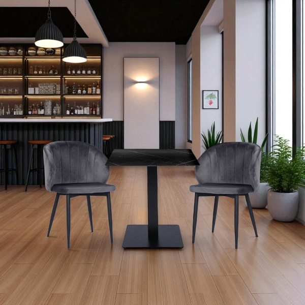 Fauteuil rembourré en velours avec pieds en métal MATILDE GRIS SET 2 PIECES