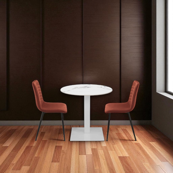 Gepolsterter Stuhl aus Cannetto-Stoff Rostfarben CANNETO 2 Stühle