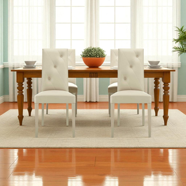 Sedia ecopelle Beige - schienale imbottito 2 sedie JENNY 