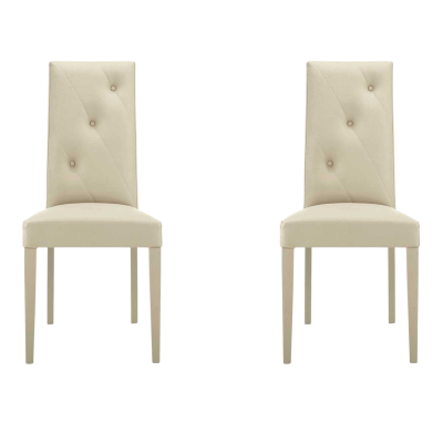 Sedia ecopelle Beige - schienale imbottito 2 sedie JENNY 