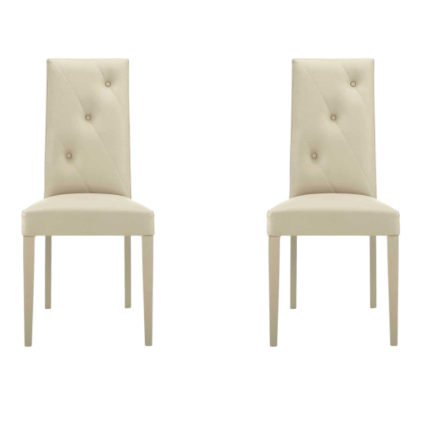 Sedia ecopelle Beige - schienale imbottito 2 sedie JENNY 
