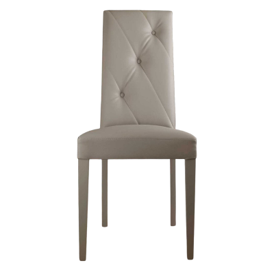 Chaise éco-cuir avec pieds en bois JENNY taupe Set de 2