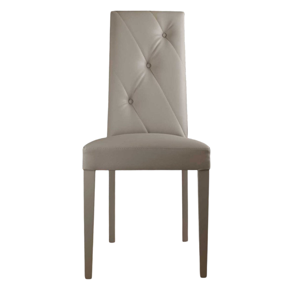 Chaise éco-cuir avec pieds en bois JENNY taupe Set de 2