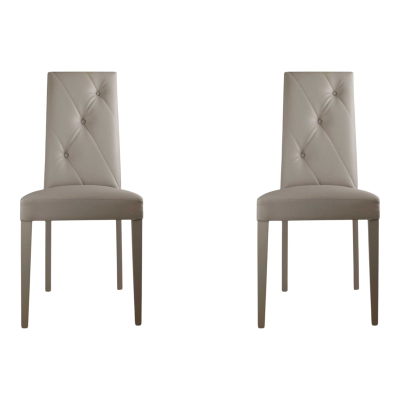 Chaise éco-cuir avec pieds en bois JENNY taupe Set de 2