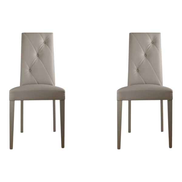 Chaise éco-cuir avec pieds en bois JENNY taupe Set de 2