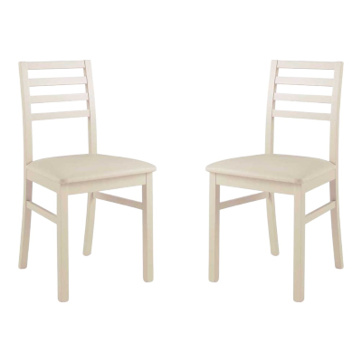 Chaise de cuisine en bois avec assise en éco-cuir - Beige Tropea 2 chaises