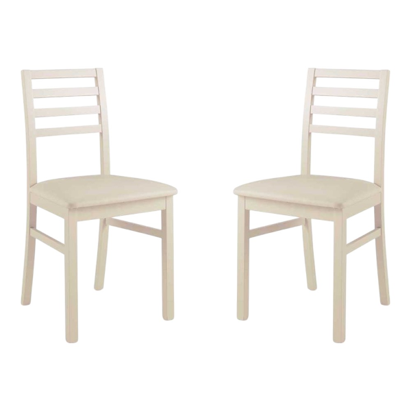 Chaise de cuisine en bois avec assise en éco-cuir - Beige Tropea 2 chaises