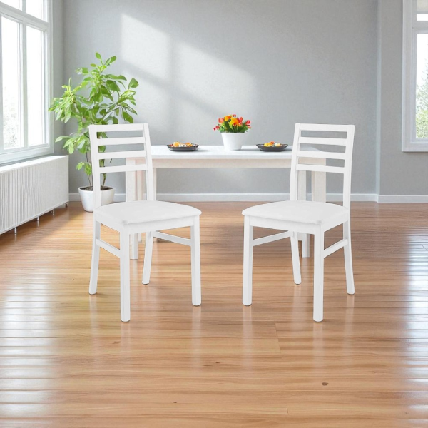 Chaise de cuisine en bois avec assise en éco-cuir - Tropea Blanc 2 chaises