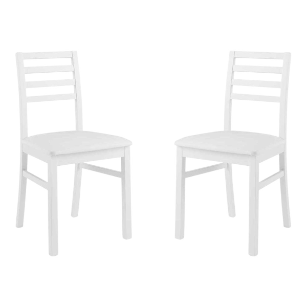 Chaise de cuisine en bois avec assise en éco-cuir - Tropea Blanc 2 chaises