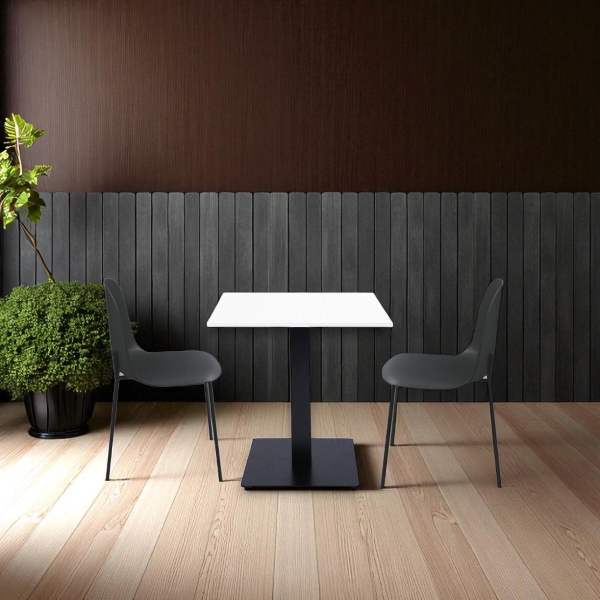 Tavolo ristorante bar quadrato 70x70 cm con piano laminato Bianco Frassino H 75