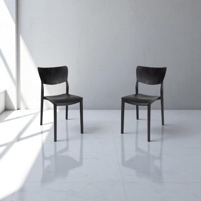 Stackable chair for indoors and outdoors LIBRA Black 2 chairs