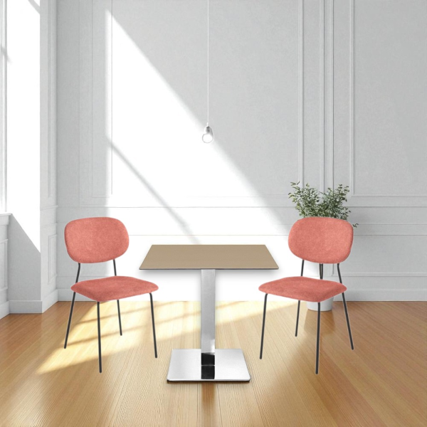 Esszimmerstuhl aus rostfarbenem Stoff mit schwarzen Metallbeinen – ELLIS 2 Stühle