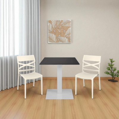 Chaise empilable en polypropylène intérieur et extérieur MIROK Crème lot de 2