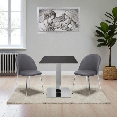 Quadro su tela moderno 72X132 cm tema Sacra Famiglia con cornice in legno decorata