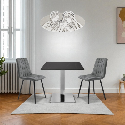 Chaise de salle à manger en tissu Gris foncé pieds métal noir - Chaises KOLE 2