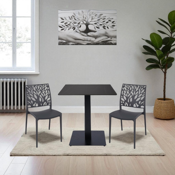 Stapelbarer Indoor- oder Outdoorstuhl Anthrazit - ALEA 2 Stühle