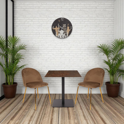 Esszimmerstuhl aus braunem Samt mit goldenen Metallbeinen – PARIS 2 Stühle