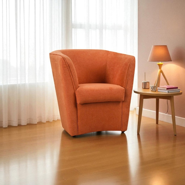 Fauteuil moderne orange en tissu anti-taches rembourré

