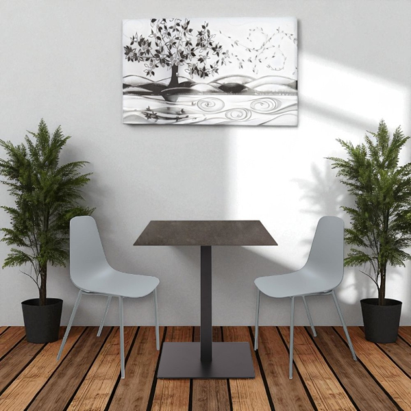 Table d'extérieur bar pub restaurant carrée 70x70 cm plateau en HPL Plomb H 74