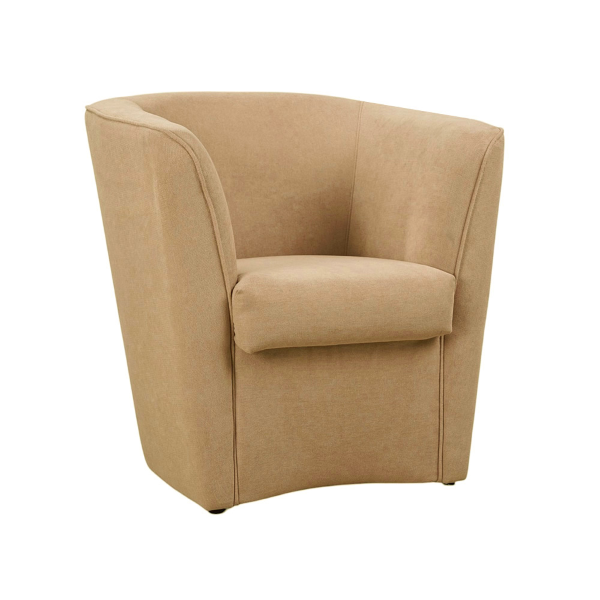 Fauteuil beige en tissu anti-taches au style moderne et rembourré
