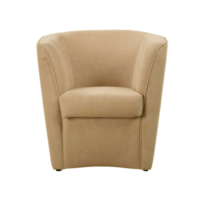 Fauteuil beige en tissu anti-taches au style moderne et rembourré
