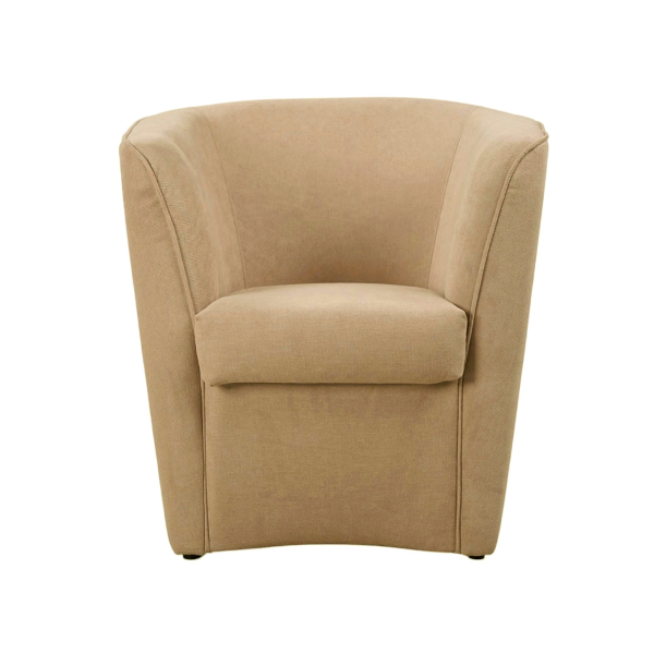 Fauteuil beige en tissu anti-taches au style moderne et rembourré

