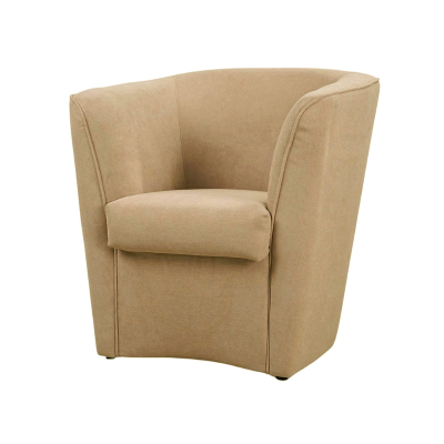 Fauteuil beige en tissu anti-taches au style moderne et rembourré

