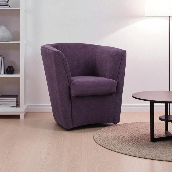Fauteuil violet moderne en tissu anti-taches avec assise rembourrée
