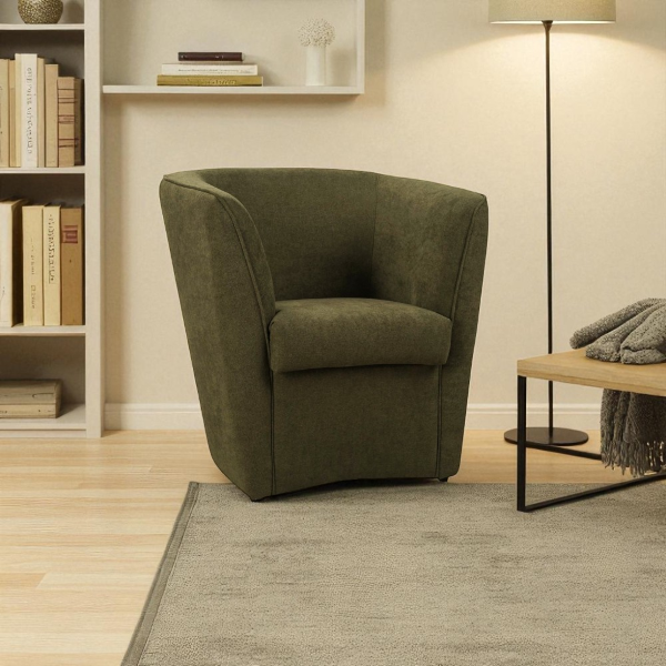 Fauteuil vert forêt moderne en tissu anti-taches avec rembourrage
