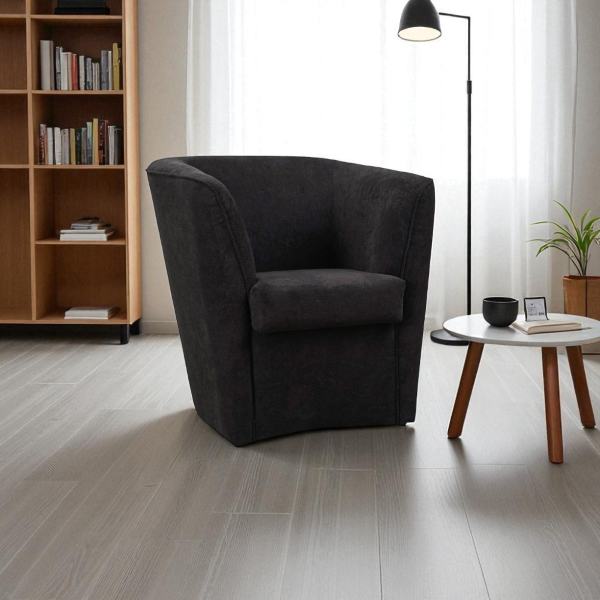 Fauteuil noir rembourré en tissu anti-taches de style moderne
