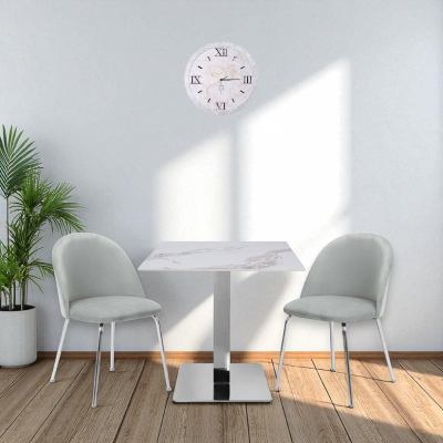 Orologio da parete D 57 cm - Moderno con Effetto Marmo Bianco