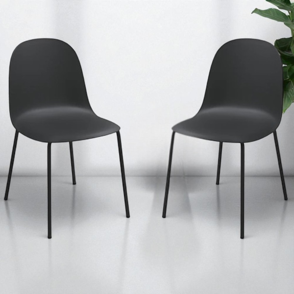 Sedia in polipropilene Nero con gambe in metallo - FOX 2 sedie