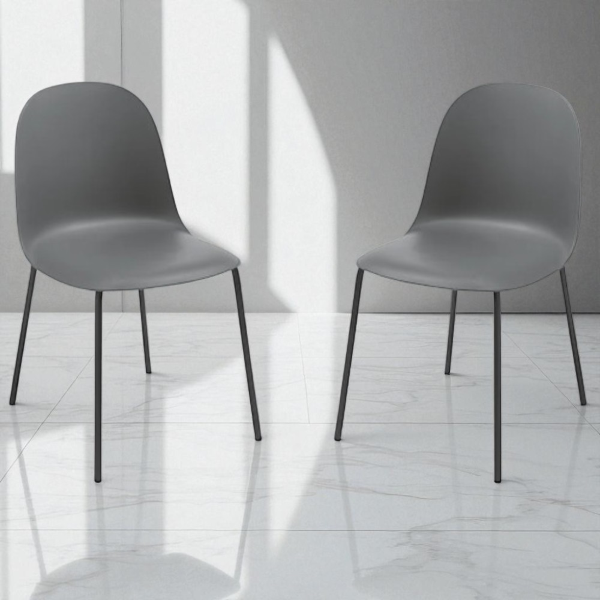 Dunkelgrauer Stuhl aus Polypropylen mit Metallbeinen – FOX 2 Stühle